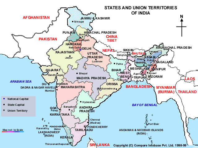 Die Indien Staatenkarte